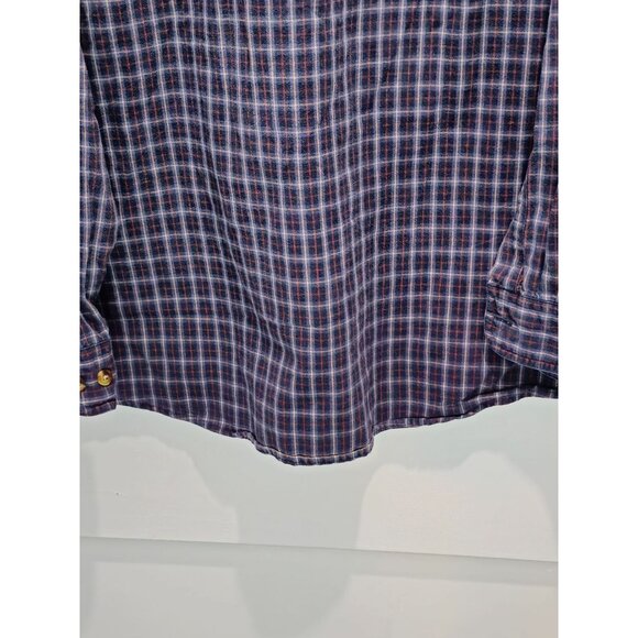 L.L.Bean Mens Plaid Long Sleeve Button-Down Shirt L 100% Cotton Blue/Red - Picture 10 of 12